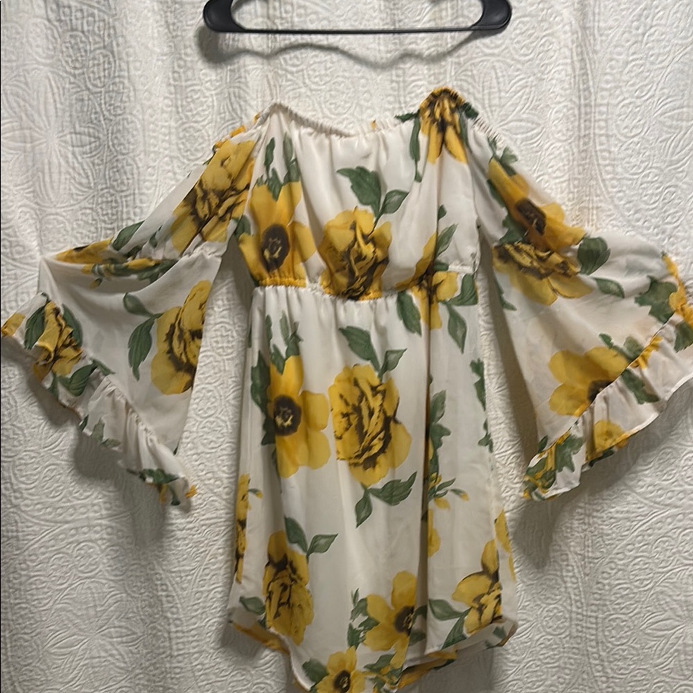 Hint of Blush Floral Off-Shoulder Women's Dress - Picture 3 of 6